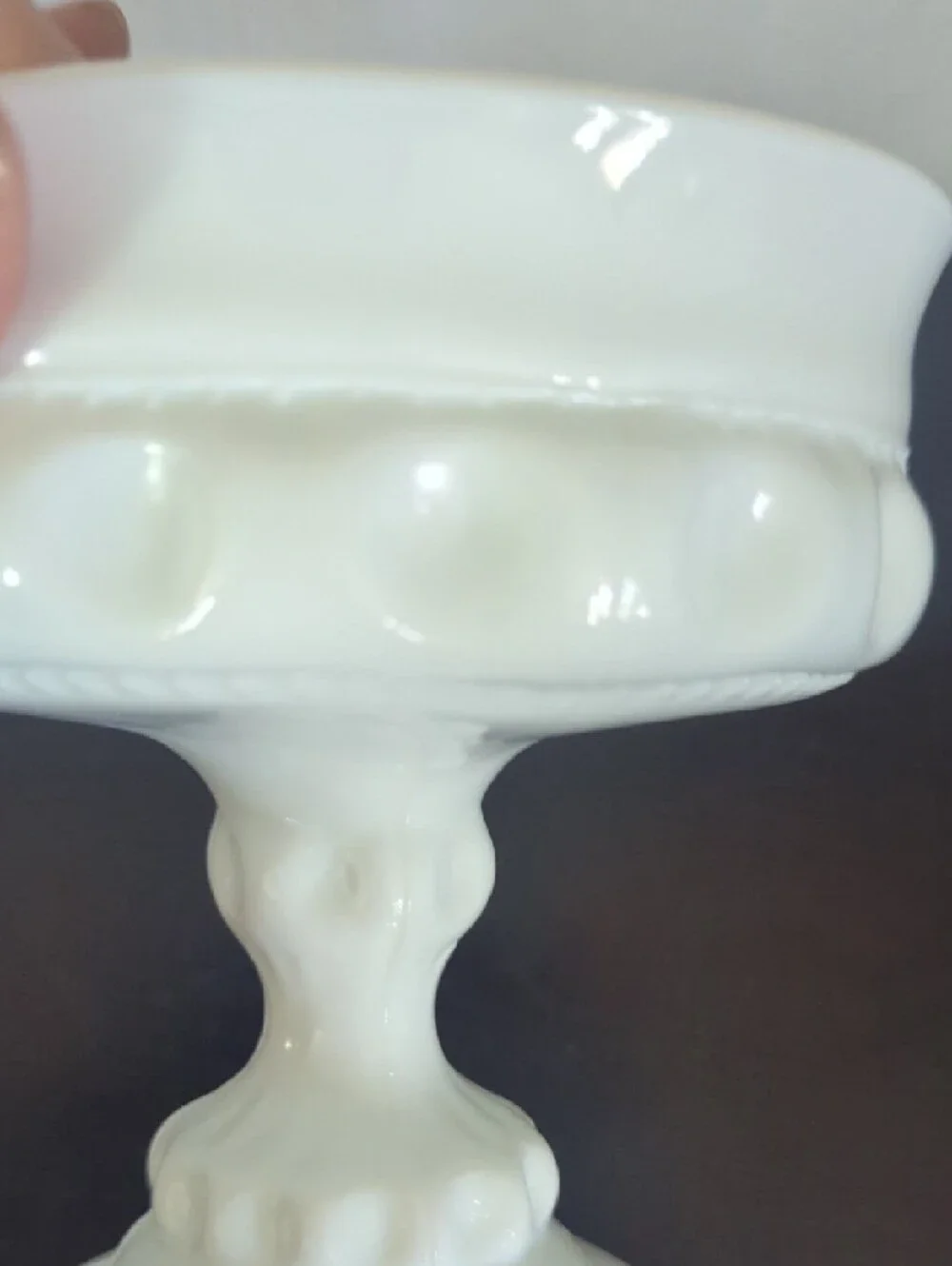 Vintage White Milk Glass Compote Pedestal Bowl